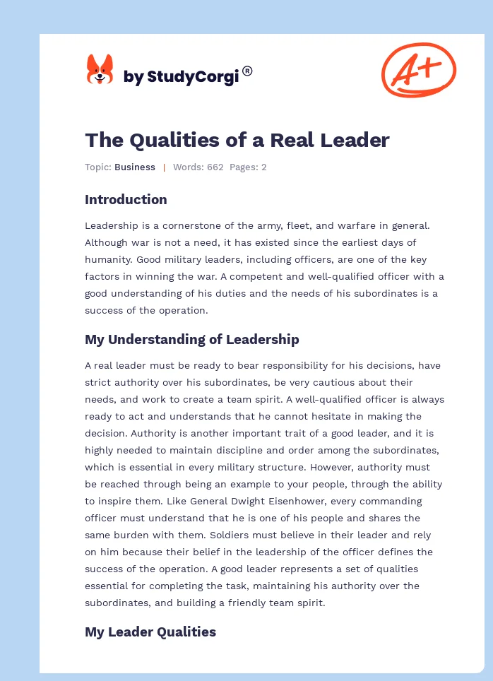 The Qualities of a Real Leader. Page 1