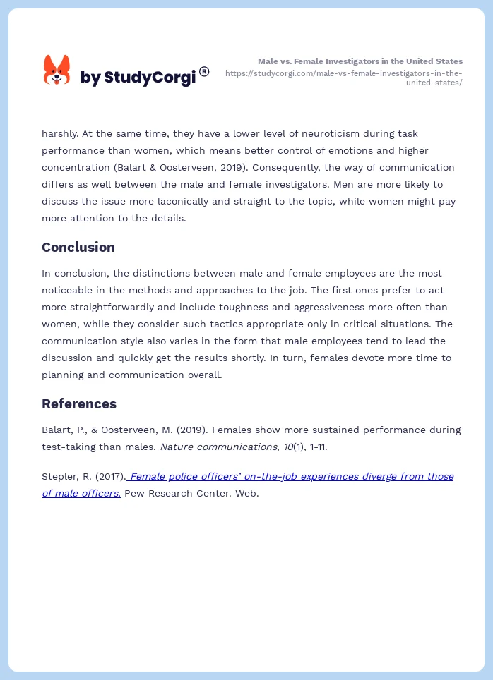 Male vs. Female Investigators in the United States. Page 2