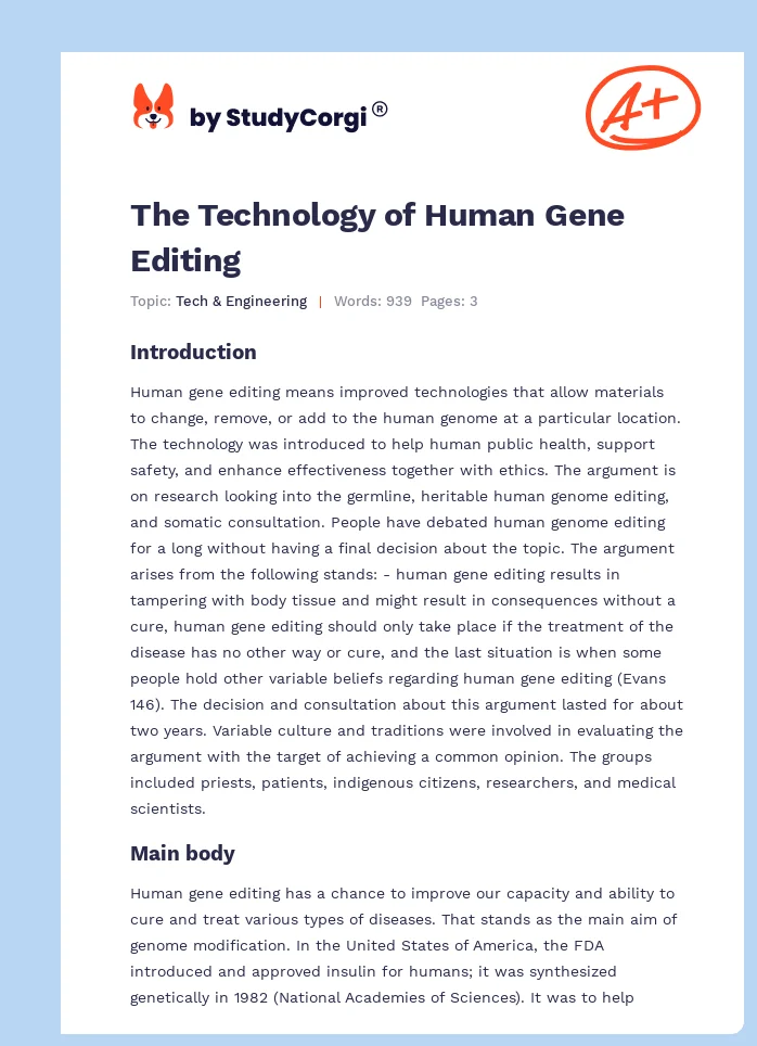 The Technology of Human Gene Editing. Page 1