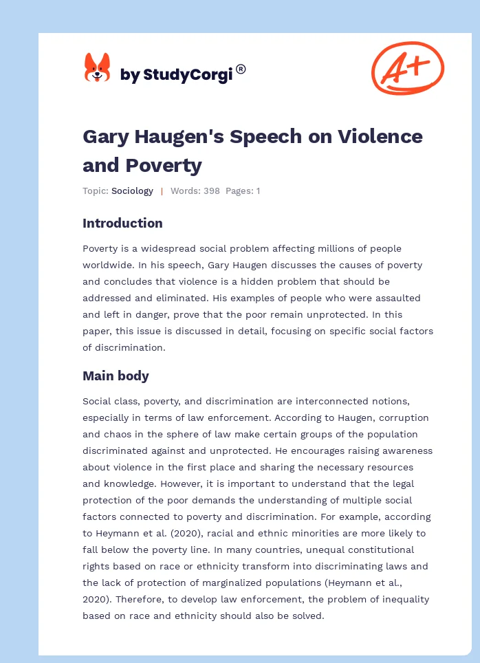 Gary Haugen's Speech on Violence and Poverty. Page 1