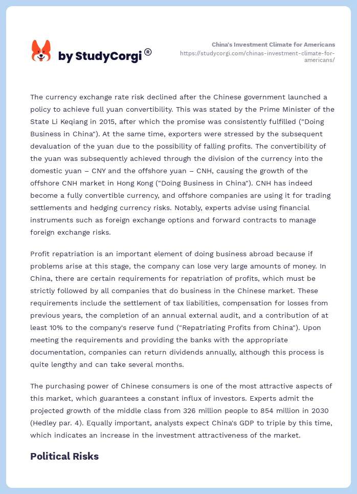 China's Investment Climate for Americans. Page 2