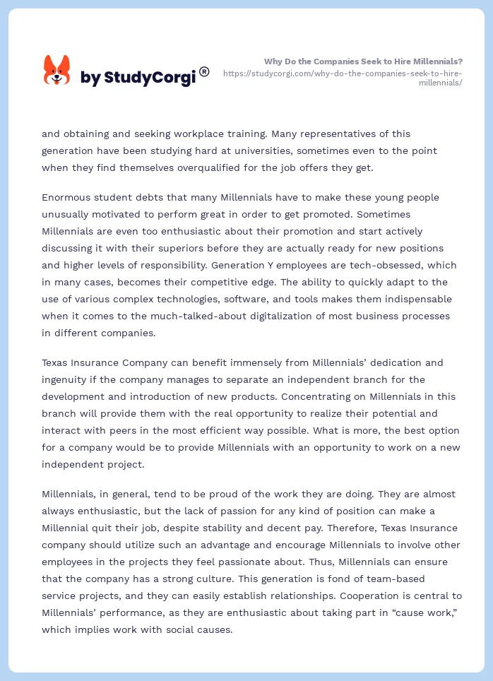Why Do the Companies Seek to Hire Millennials?. Page 2