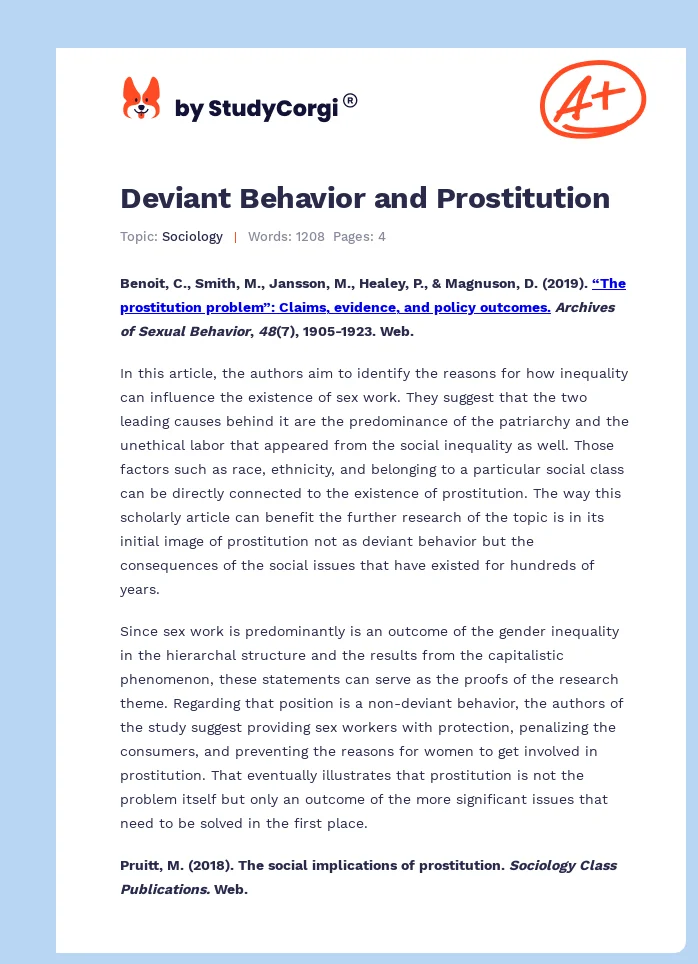 Deviant Behavior and Prostitution. Page 1