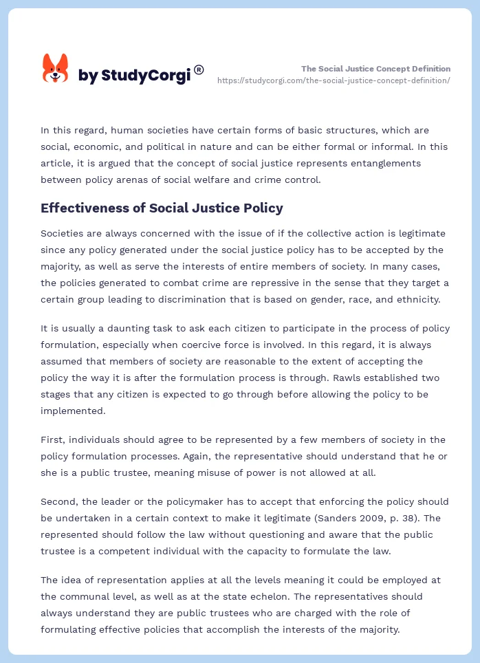 The Social Justice Concept Definition. Page 2