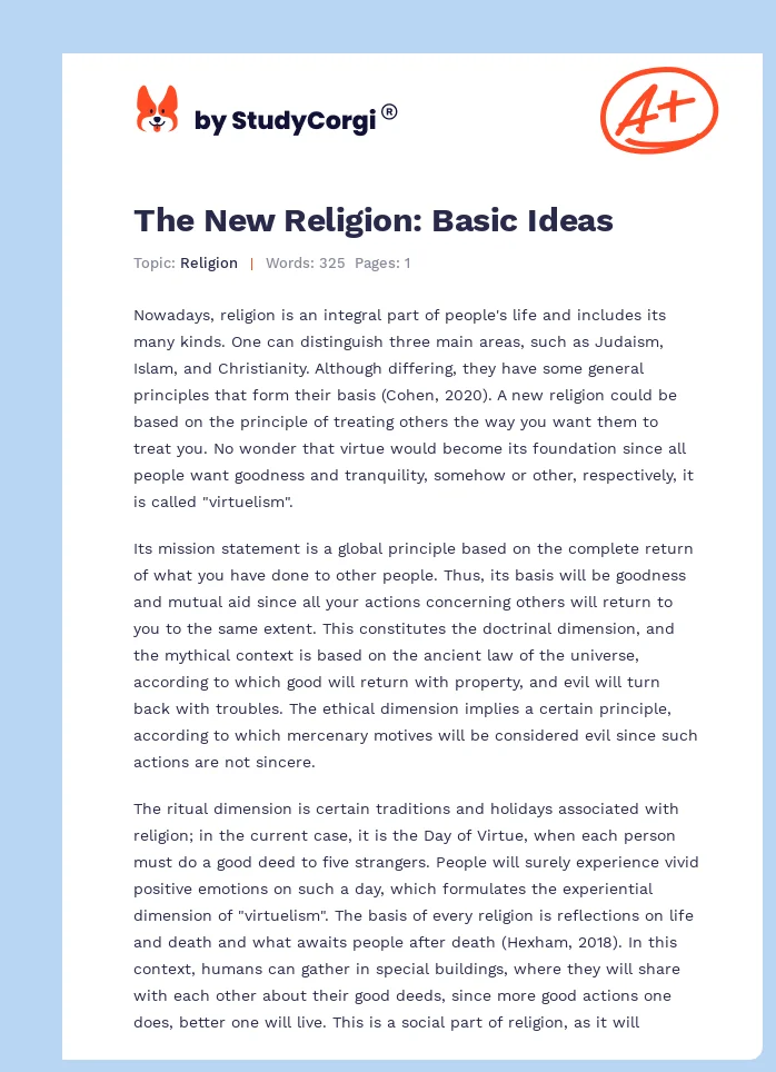 The New Religion: Basic Ideas. Page 1