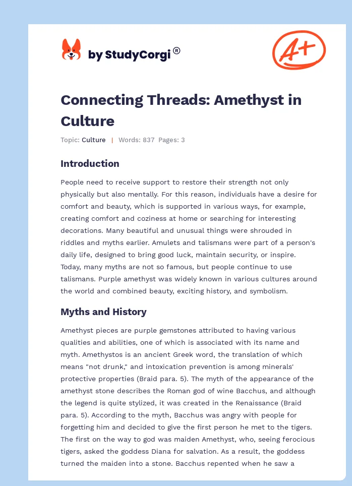 Connecting Threads: Amethyst in Culture. Page 1