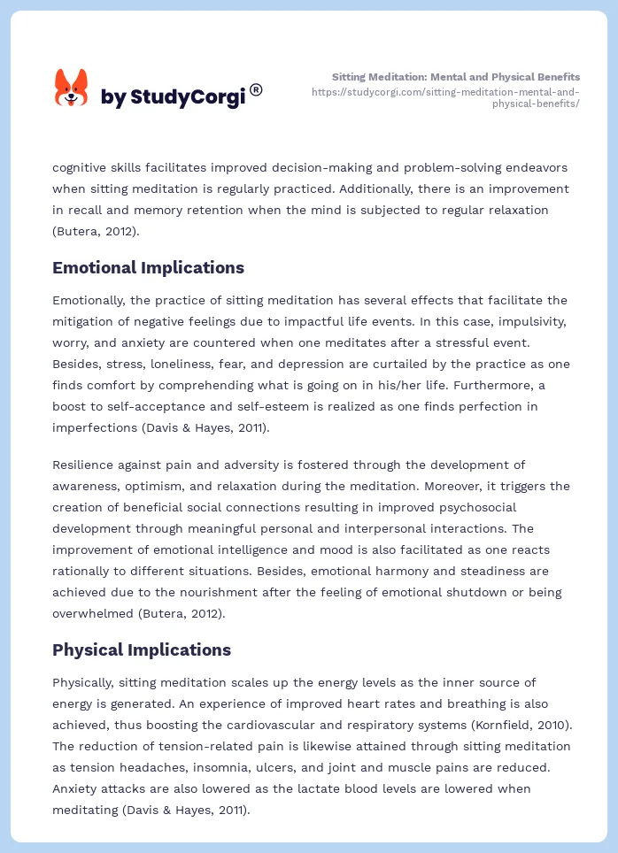 Sitting Meditation: Mental and Physical Benefits. Page 2