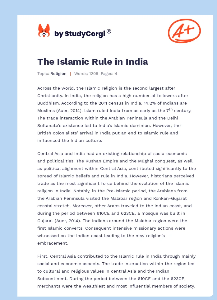 The Islamic Rule in India. Page 1