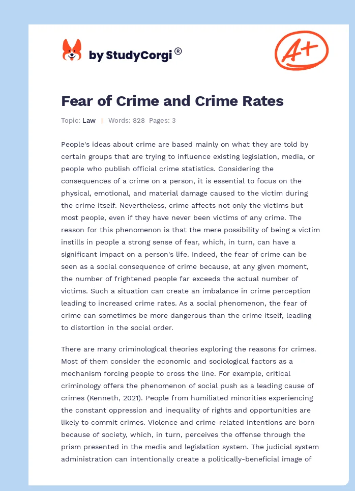 Fear of Crime and Crime Rates. Page 1