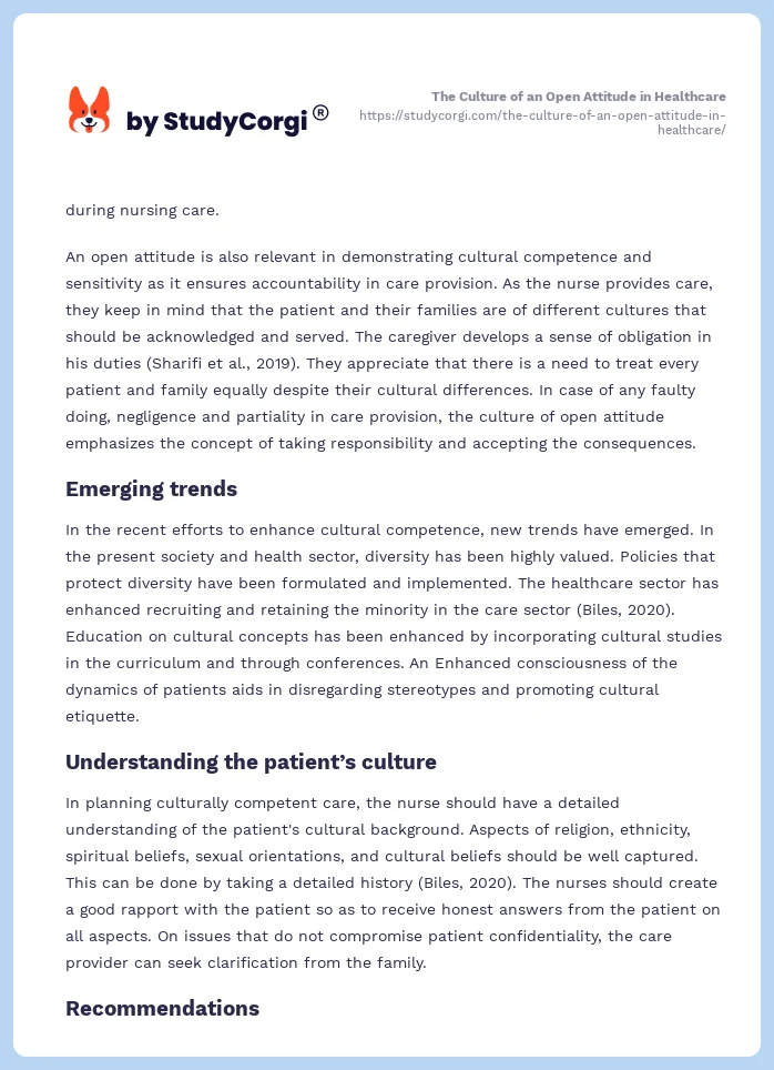 The Culture of an Open Attitude in Healthcare. Page 2