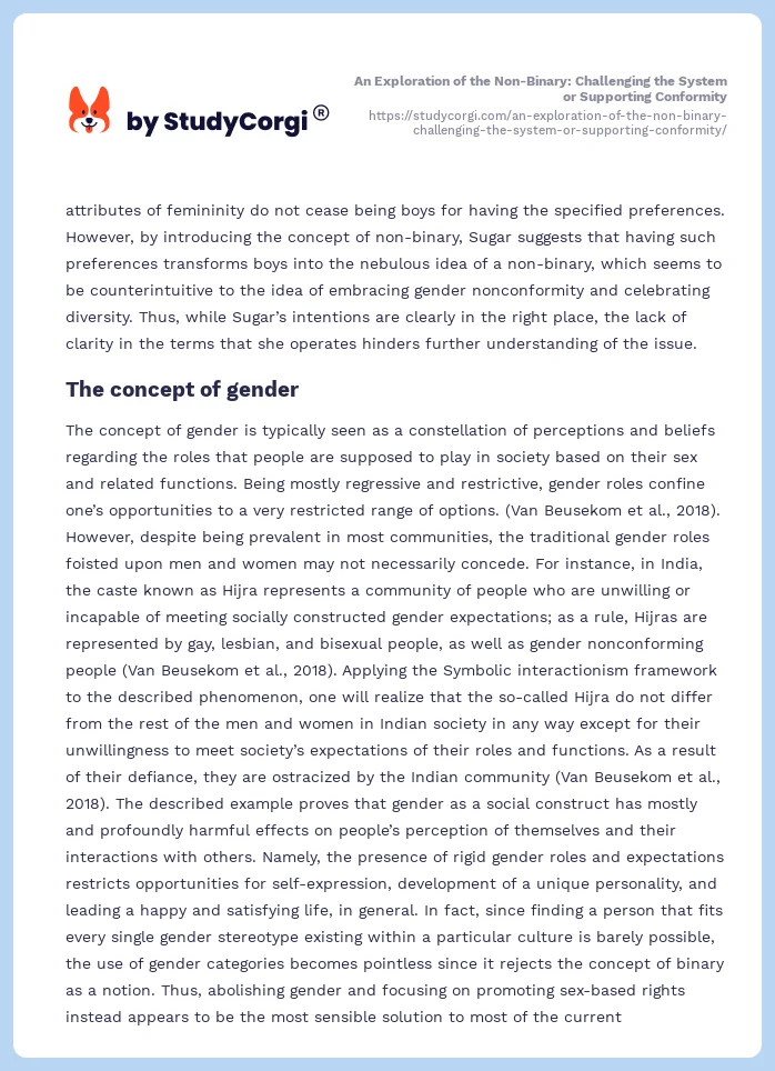 An Exploration of the Non-Binary: Challenging the System or Supporting Conformity. Page 2