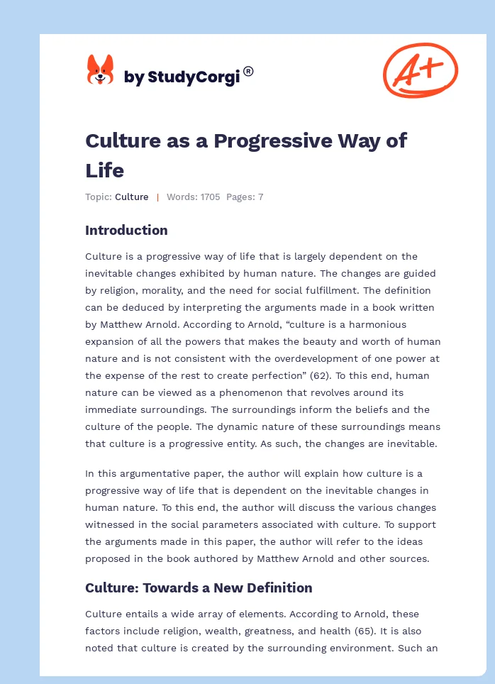Culture as a Progressive Way of Life. Page 1