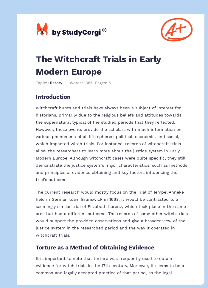The Witchcraft Trials in Early Modern Europe. Page 1