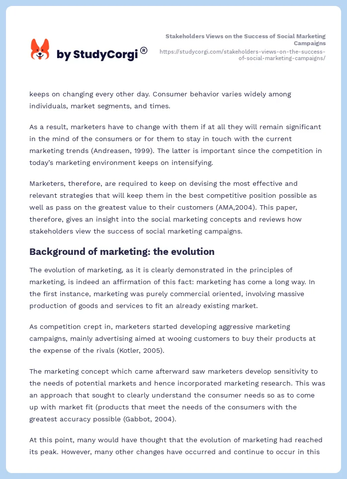 Stakeholders Views on the Success of Social Marketing Campaigns. Page 2