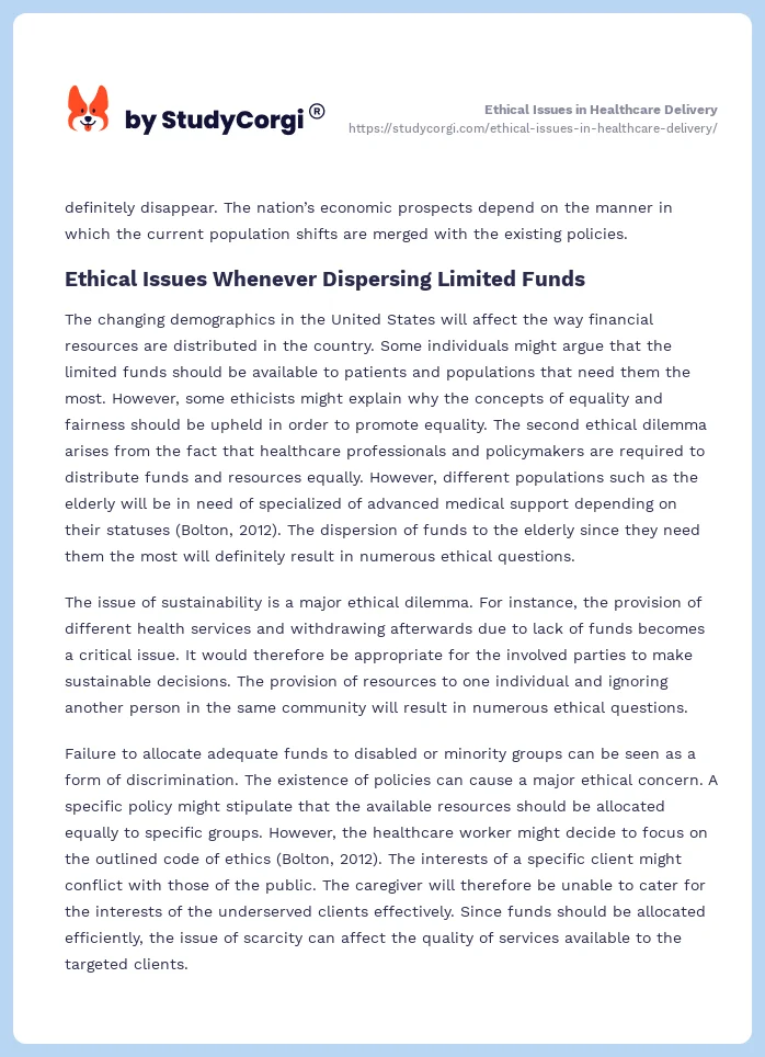 Ethical Issues in Healthcare Delivery. Page 2