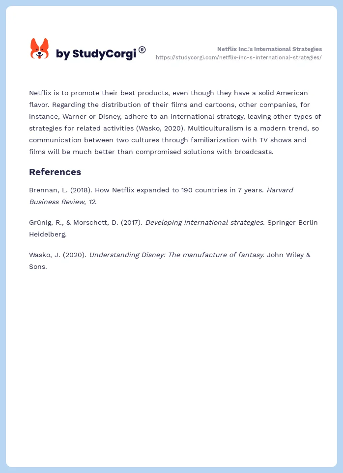 Netflix Inc.'s International Strategies. Page 2