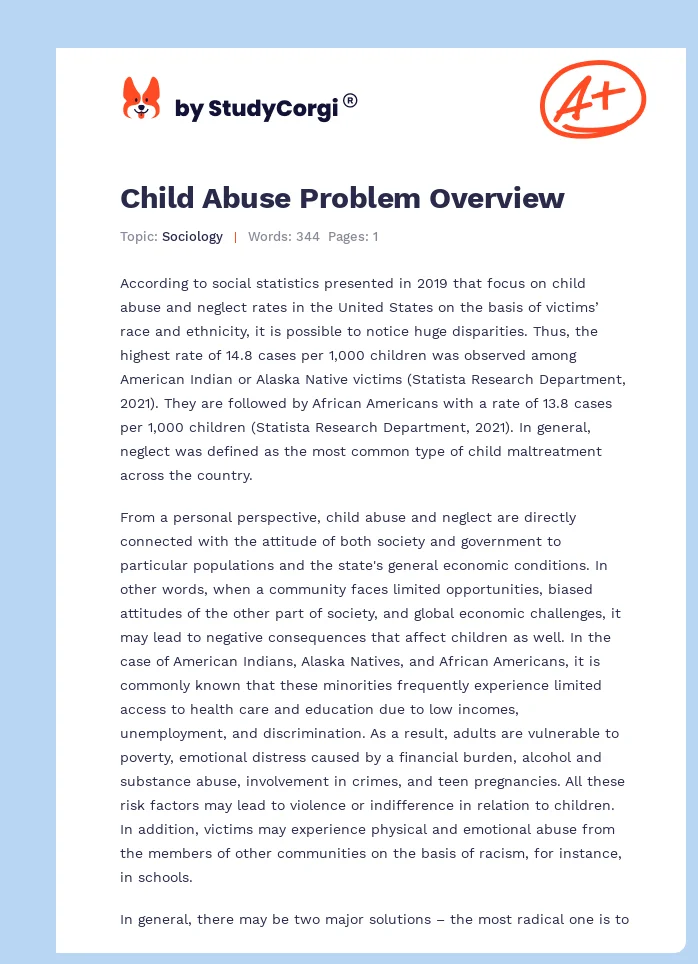 Child Abuse Problem Overview. Page 1
