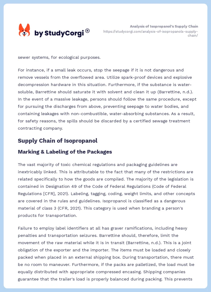 Analysis of Isopropanol’s Supply Chain. Page 2