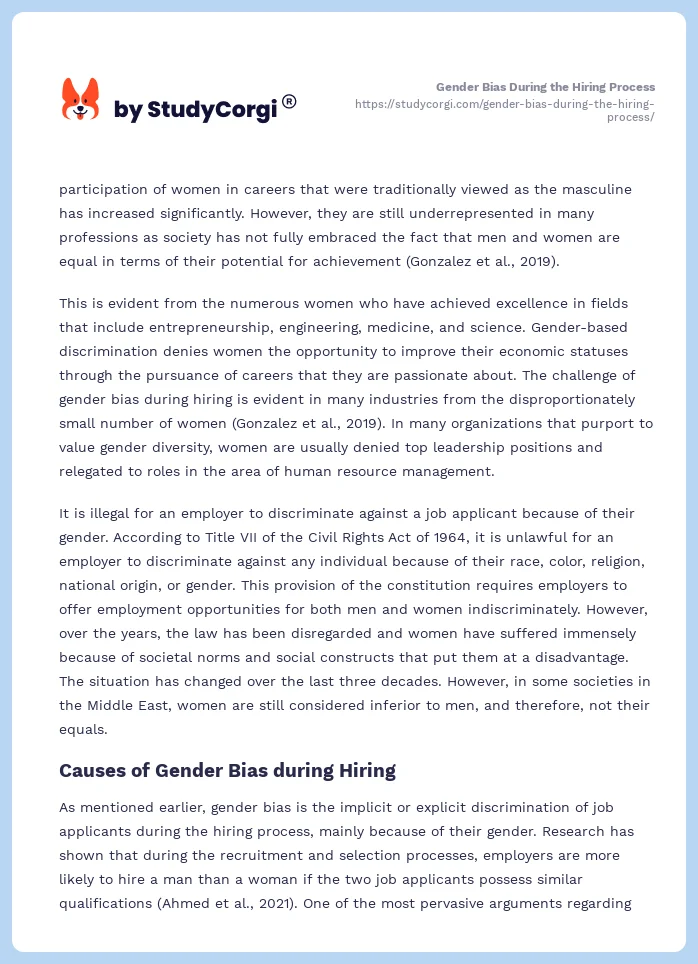 Gender Bias During the Hiring Process. Page 2
