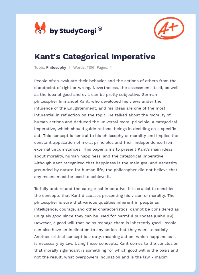 Kant's Categorical Imperative. Page 1
