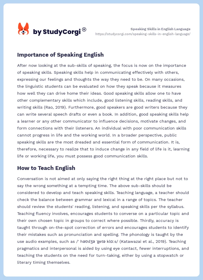 Speaking Skills in English Language. Page 2