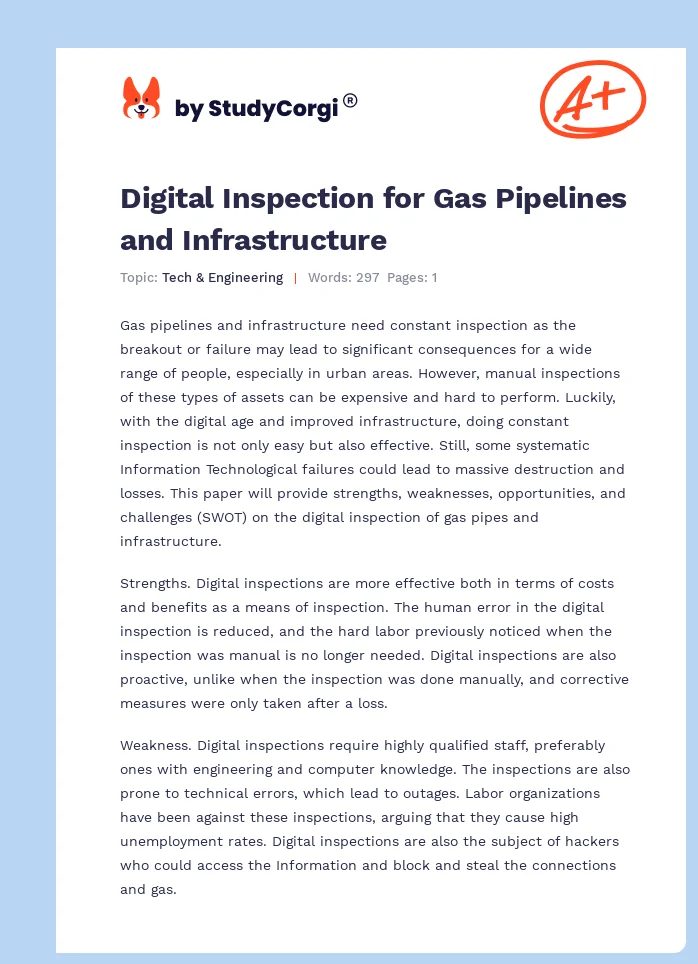 Digital Inspection for Gas Pipelines and Infrastructure. Page 1
