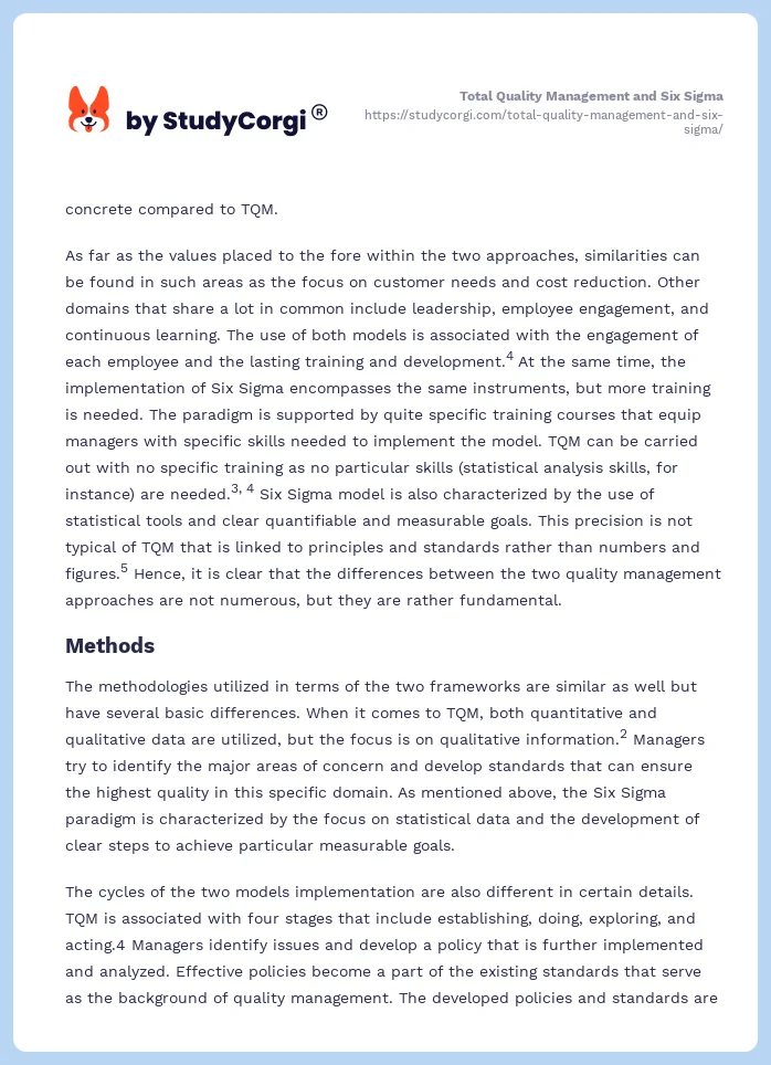 Total Quality Management and Six Sigma. Page 2