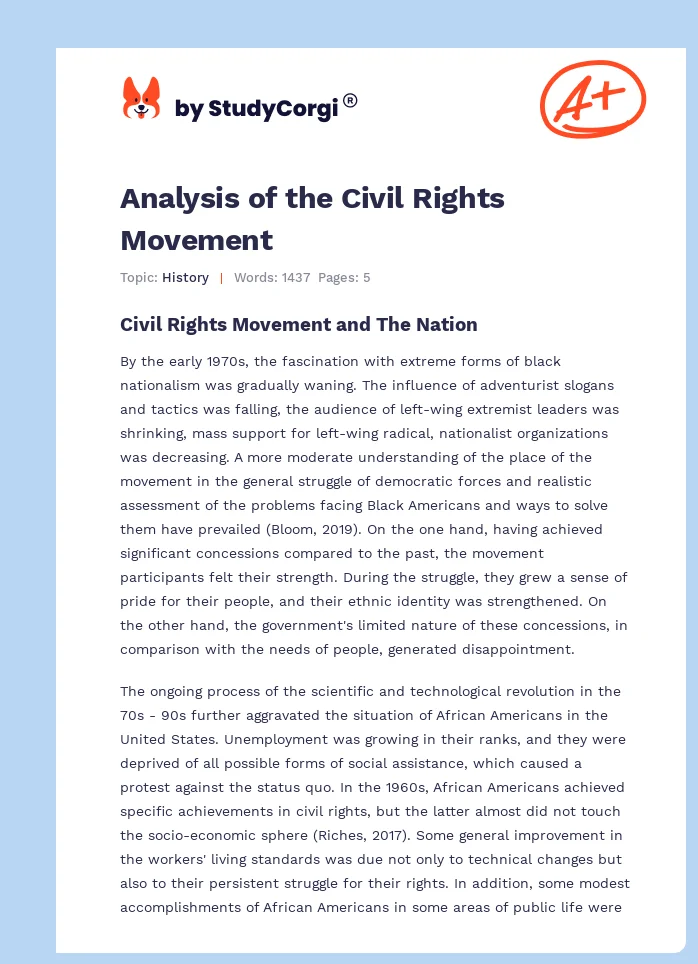 Analysis of the Civil Rights Movement. Page 1