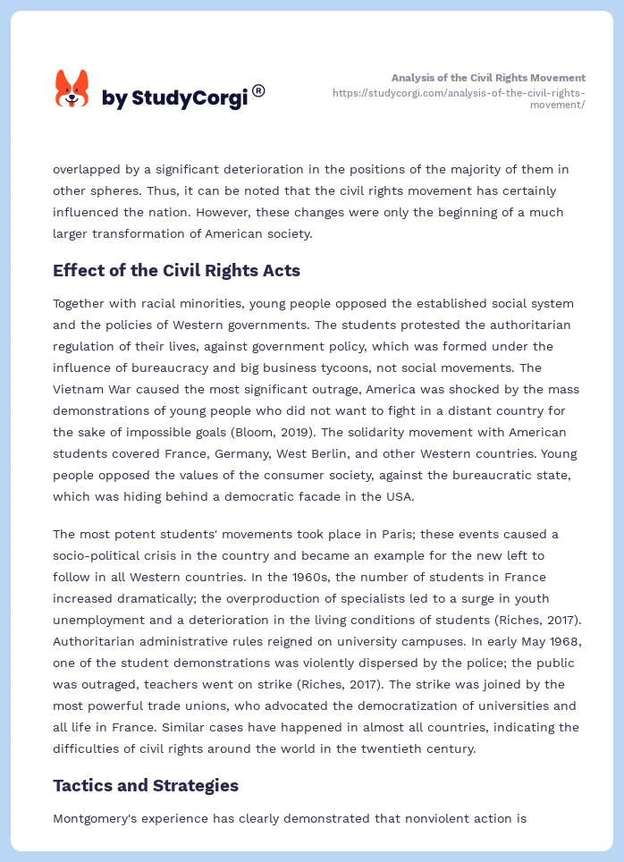 Analysis of the Civil Rights Movement. Page 2