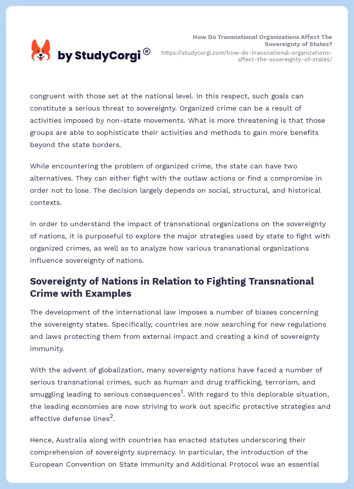 How Do Transnational Organizations Affect The Sovereignty of States?. Page 2