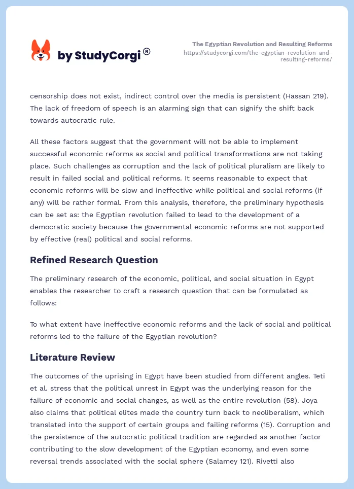 The Egyptian Revolution and Resulting Reforms. Page 2