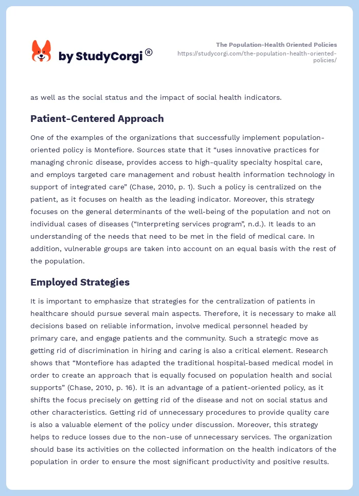 The Population-Health Oriented Policies. Page 2