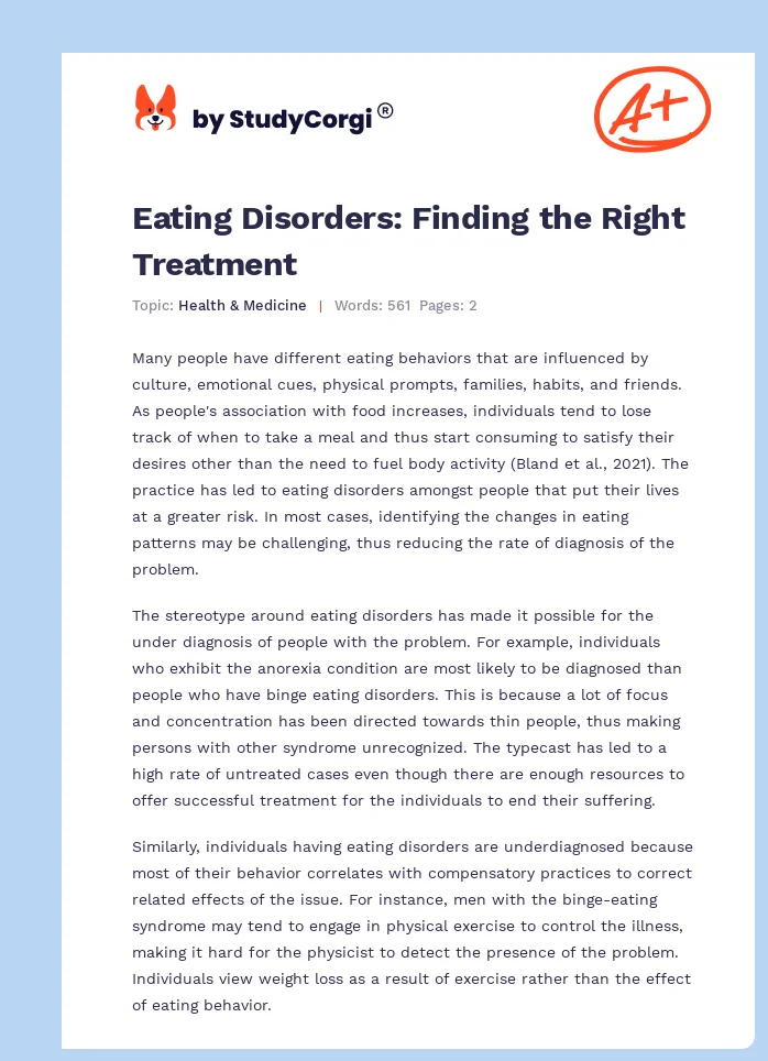 Eating Disorders: Finding the Right Treatment. Page 1