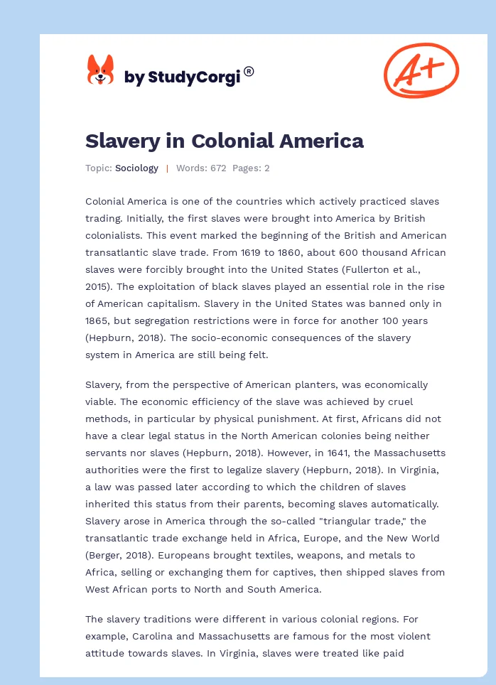Slavery in Colonial America. Page 1