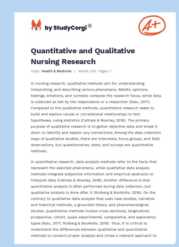 Quantitative and Qualitative Nursing Research. Page 1