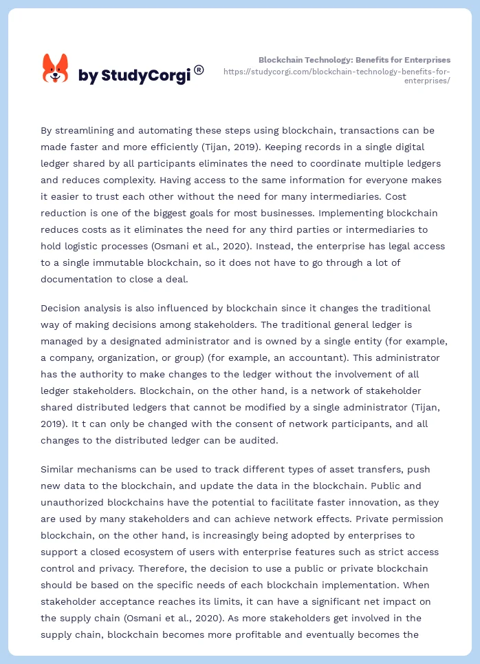 Blockchain Technology: Benefits for Enterprises. Page 2