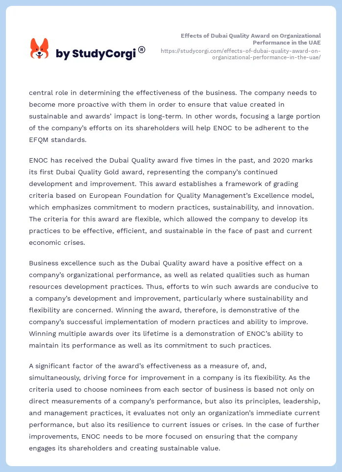Effects of Dubai Quality Award on Organizational Performance in the UAE. Page 2
