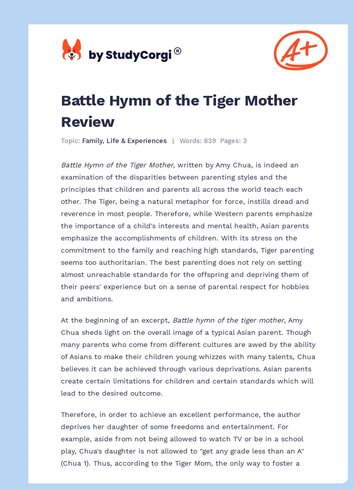 "Battle Hymn of the Tiger Mother" by Amy Chua. Page 1