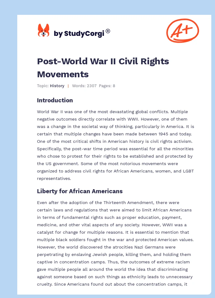 Post-World War II Civil Rights Movements. Page 1
