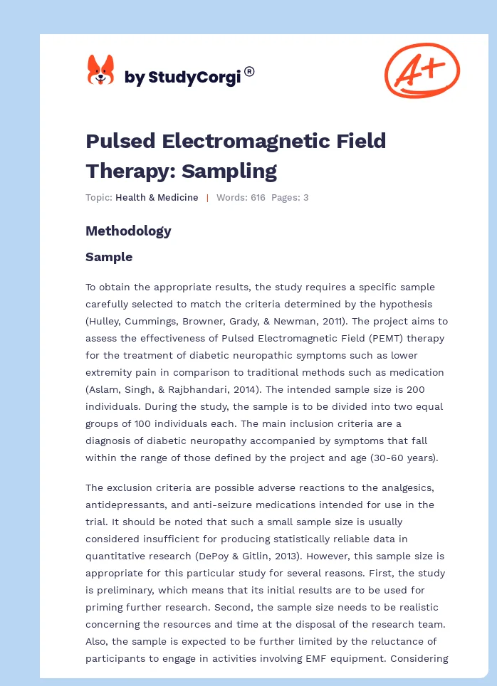 Pulsed Electromagnetic Field Therapy: Sampling. Page 1