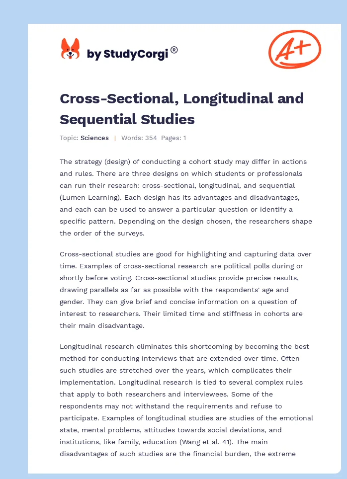 Cross-Sectional, Longitudinal and Sequential Studies. Page 1