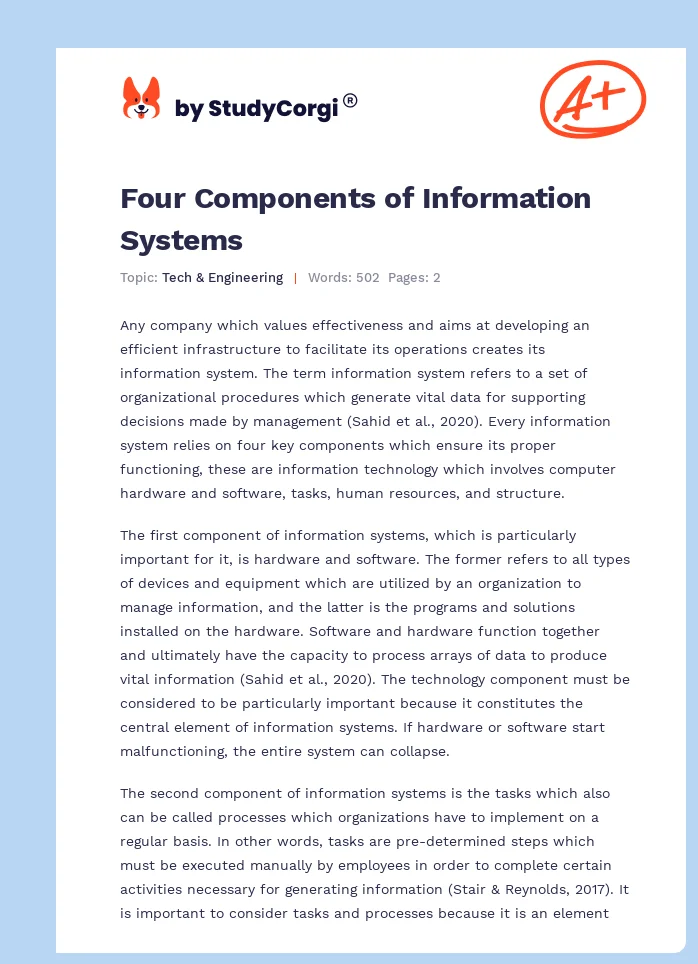 Four Components of Information Systems. Page 1
