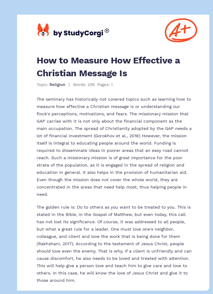 How to Measure How Effective a Christian Message Is. Page 1