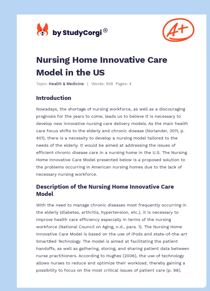 Nursing Home Innovative Care Model in the US. Page 1