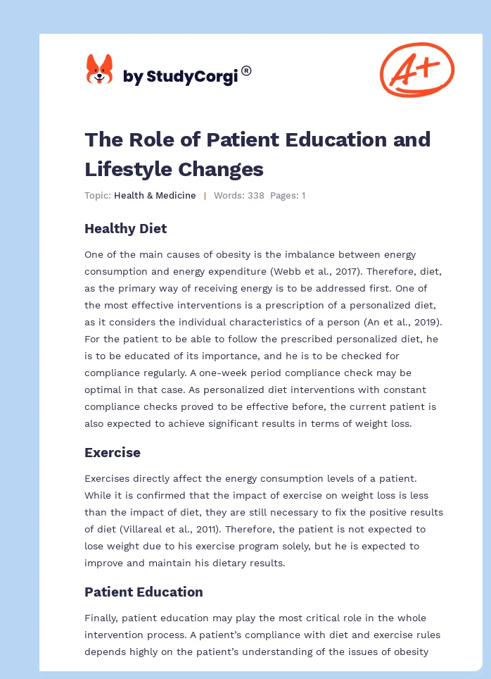 The Role of Patient Education and Lifestyle Changes. Page 1