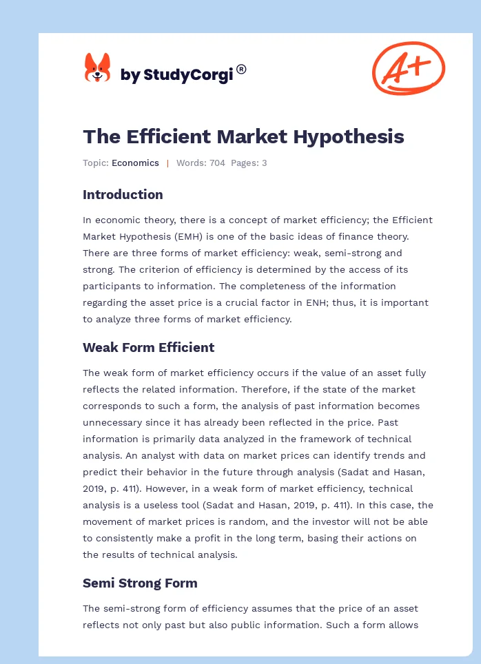 The Efficient Market Hypothesis. Page 1