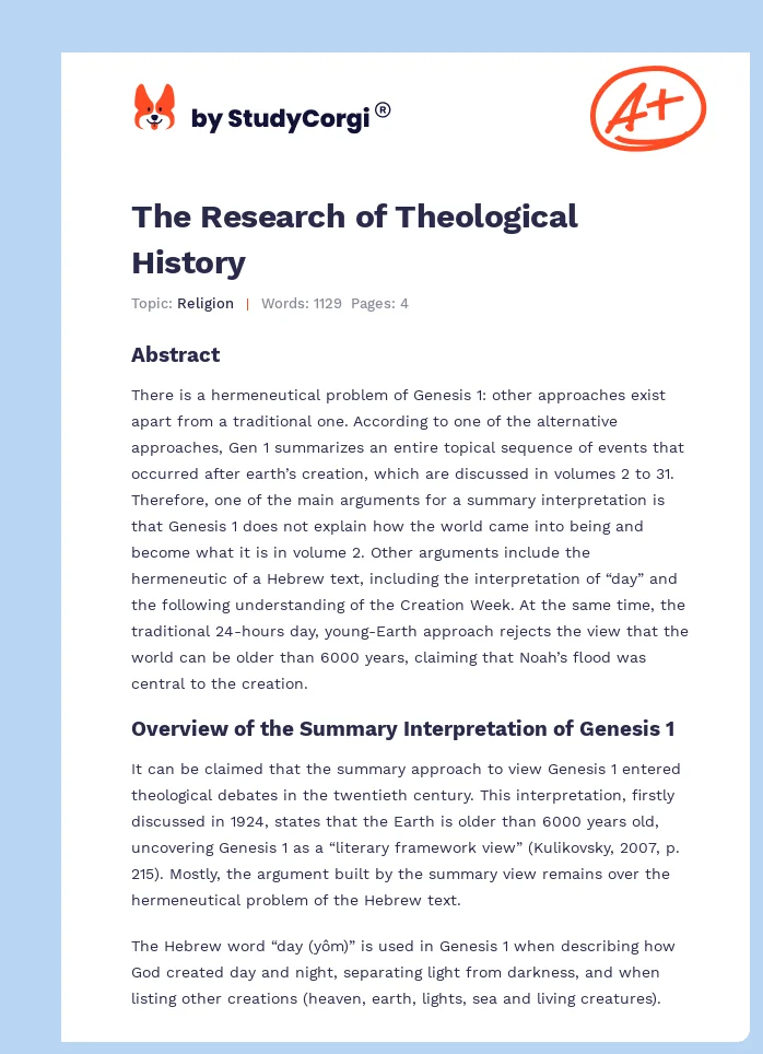 The Research of Theological History. Page 1