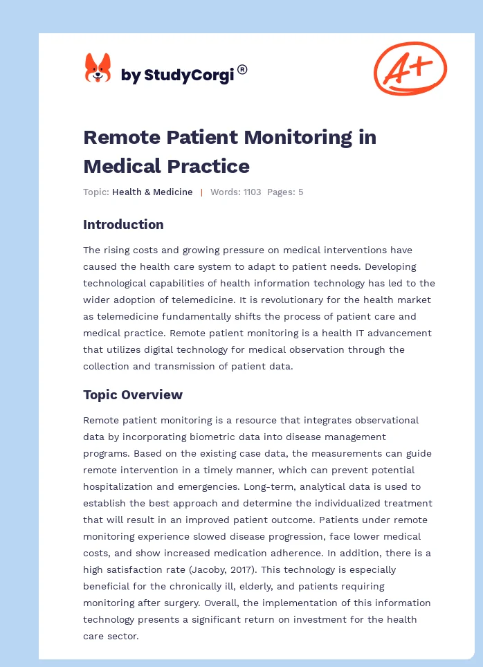 Remote Patient Monitoring in Medical Practice. Page 1
