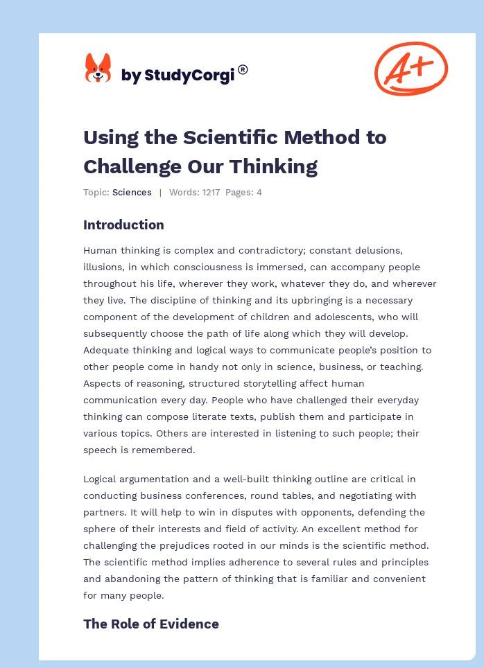 Using the Scientific Method to Challenge Our Thinking. Page 1