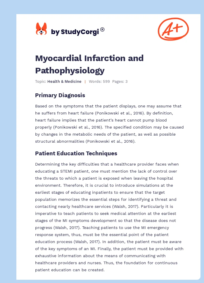 Myocardial Infarction and Pathophysiology. Page 1